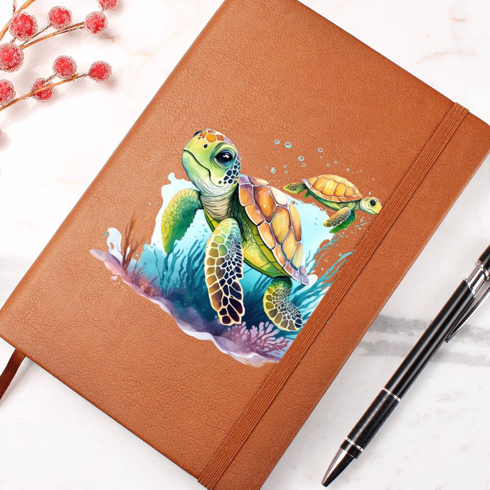 Cute Sea Turtle 008 - Vegan Leather Journal