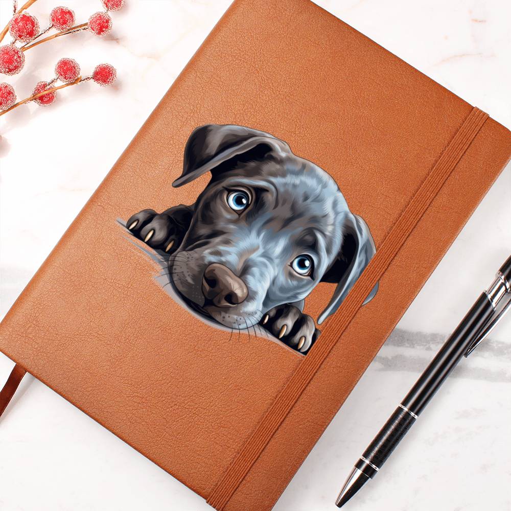 Blue Lacy Peeking - Vegan Leather Journal
