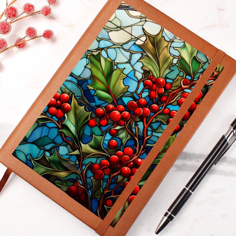Christmas Stained Glass Design 033 - Vegan Leather Journal