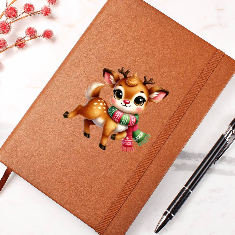 Cute Christmas Reindeer 008 - Vegan Leather Journal