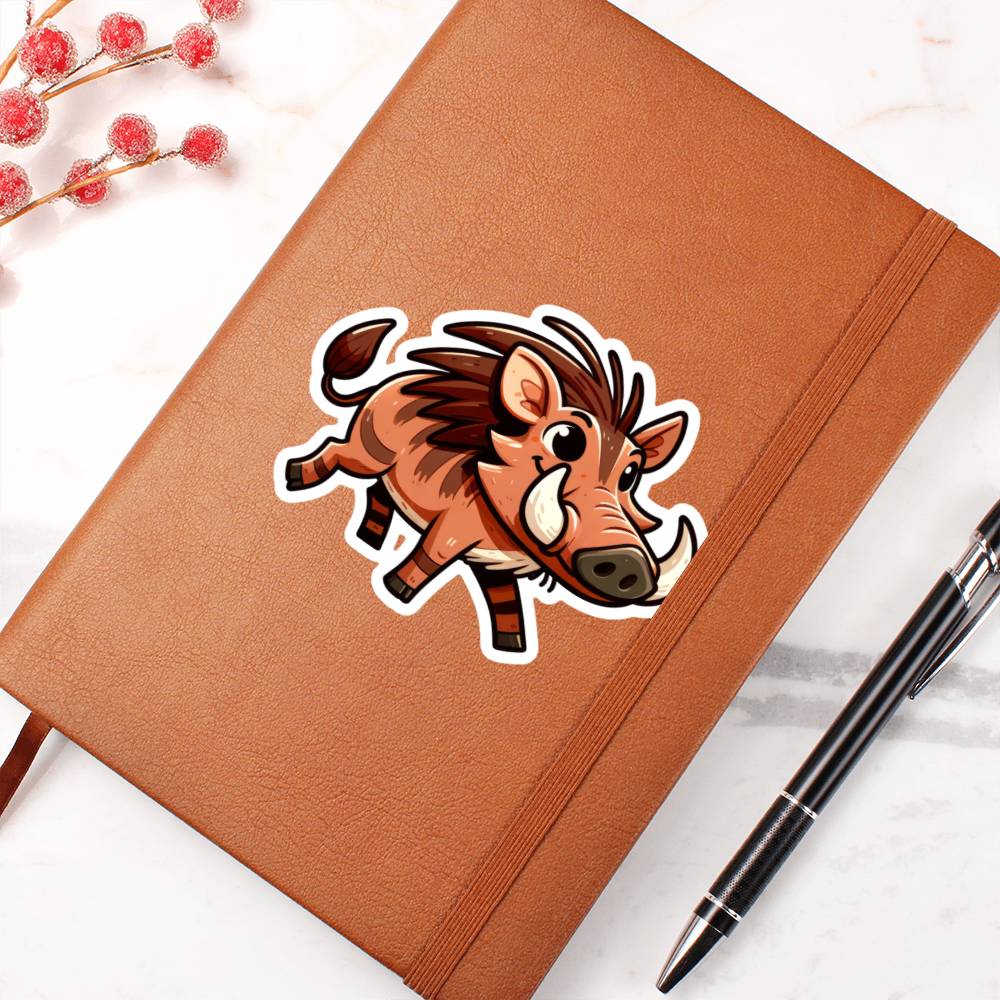 Cute Warthog sticker 213 - Vegan Leather Journal