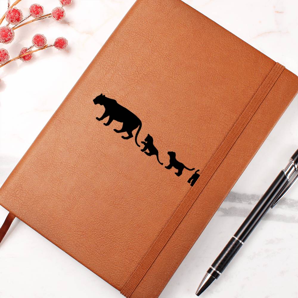 Mama Lioness With 3 Cubs - Vegan Leather Journal