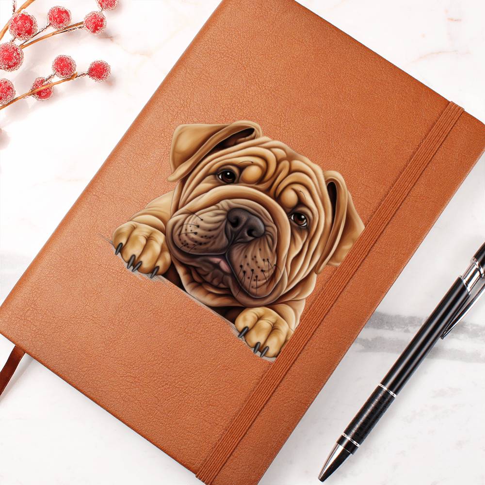 Shar-Pei Peeking - Vegan Leather Journal