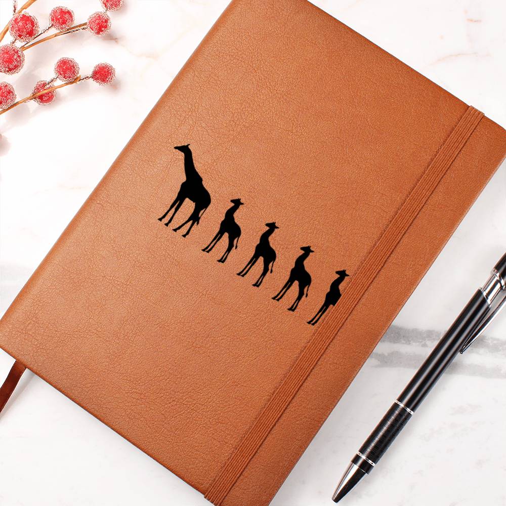 Mama Giraffe With 4 Calves - Vegan Leather Journal