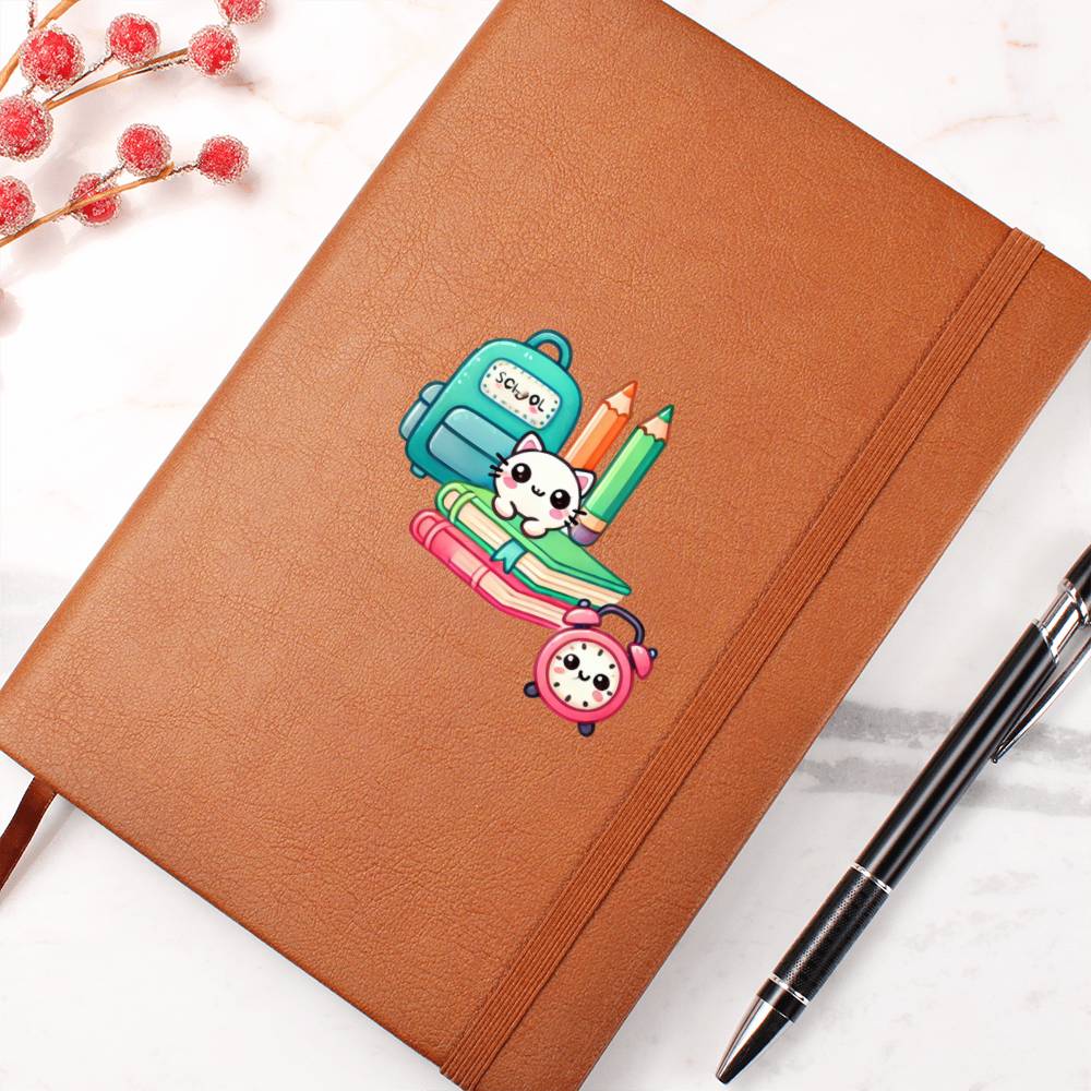 Cute Back to School Sticker 034 - Vegan Leather Journal