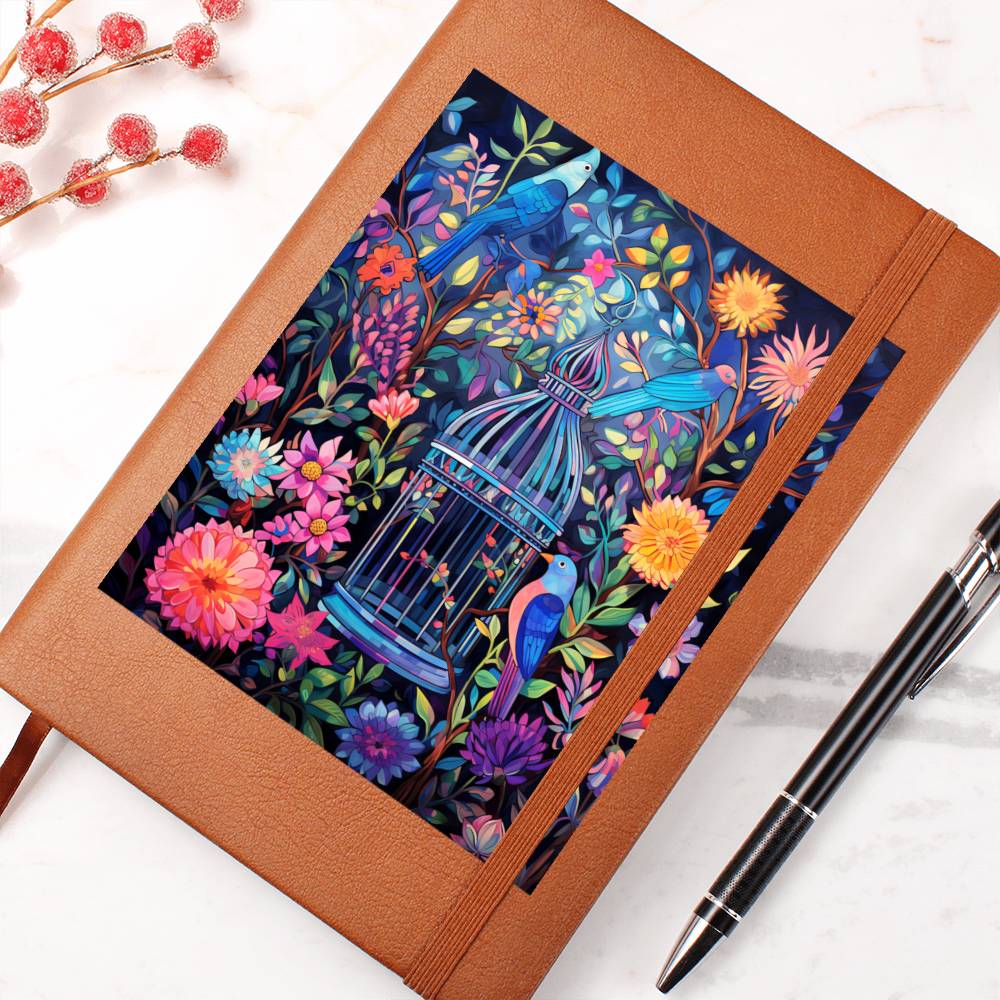 Birds And Floral Design 168 - Vegan Leather Journal