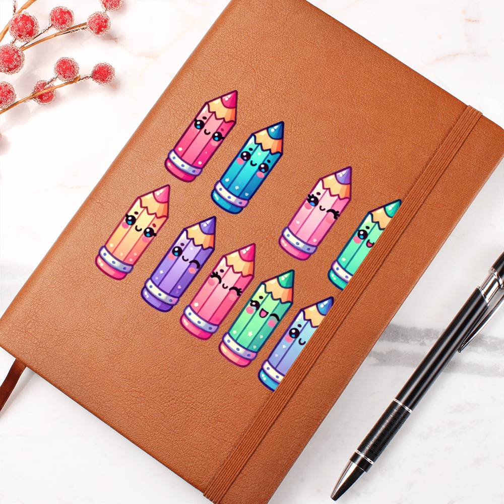Cute Back to School Sticker 102 - Vegan Leather Journal