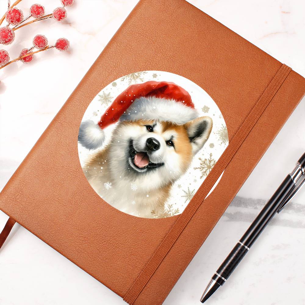 Christmas Dog - Akita - Vegan Leather Journal