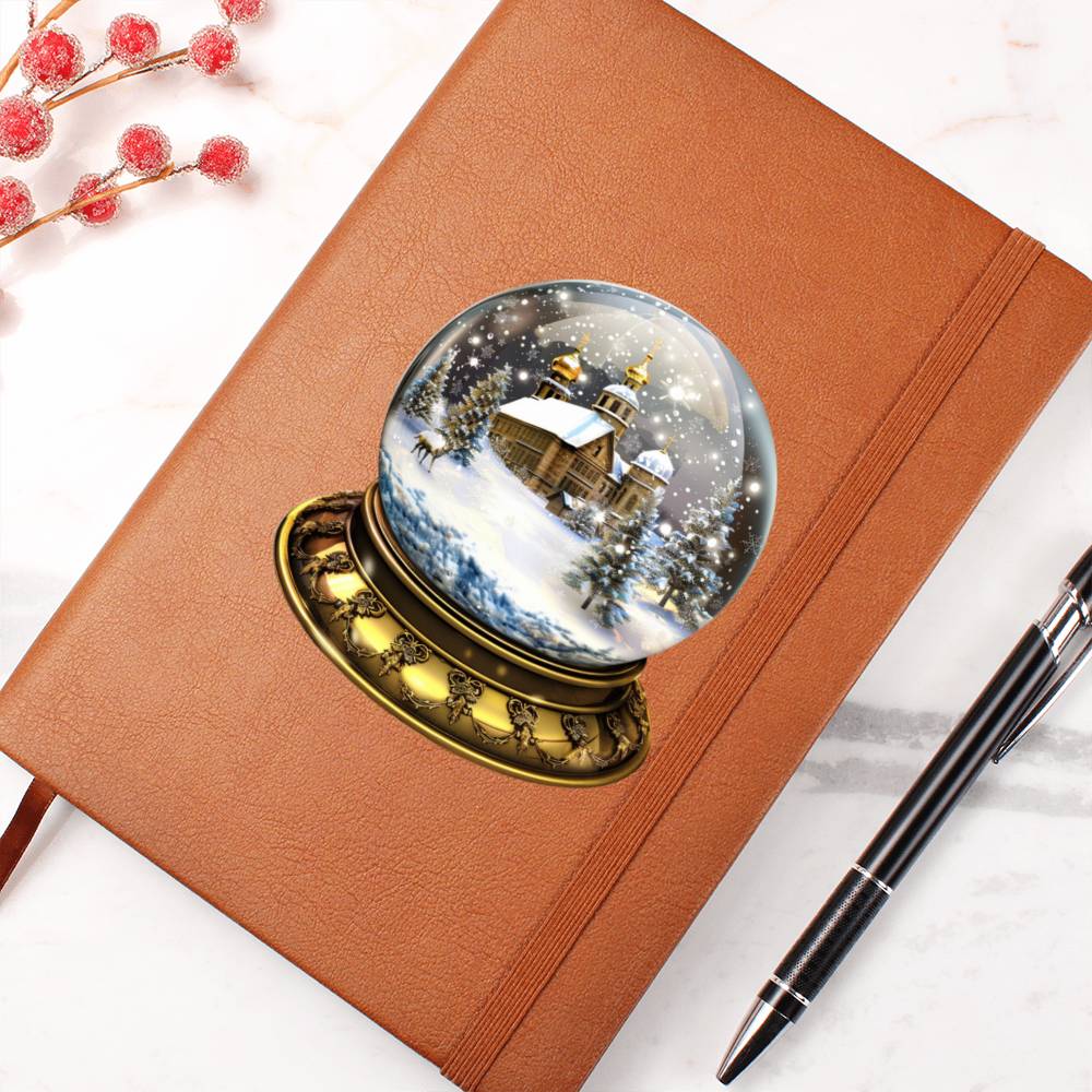 Watercolor Christmas Snow Globe 013 - Vegan Leather Journal