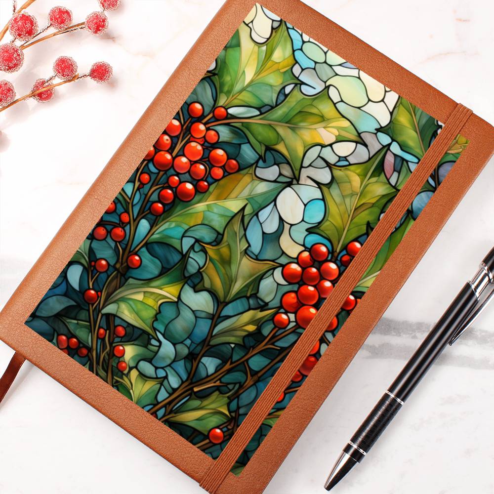 Christmas Stained Glass Design 030 - Vegan Leather Journal