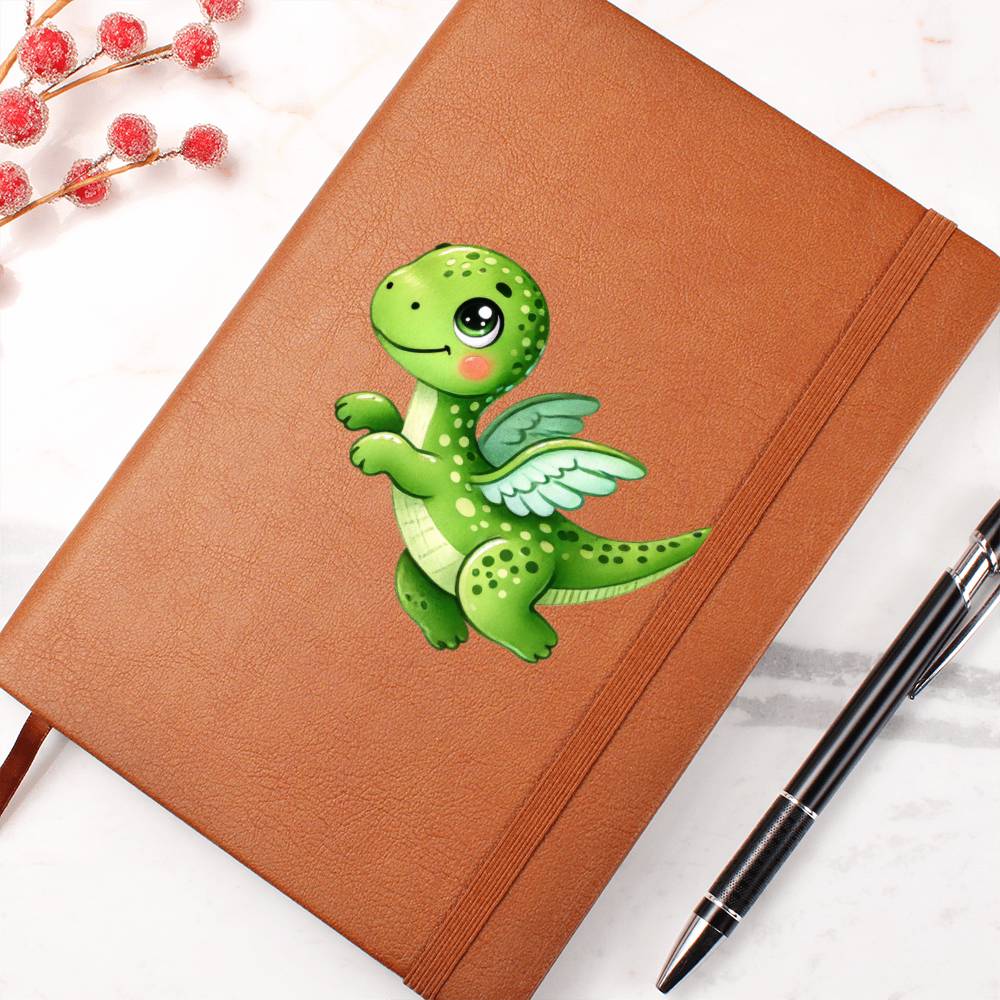 Colorful Baby Dinosaur 082 - Vegan Leather Journal