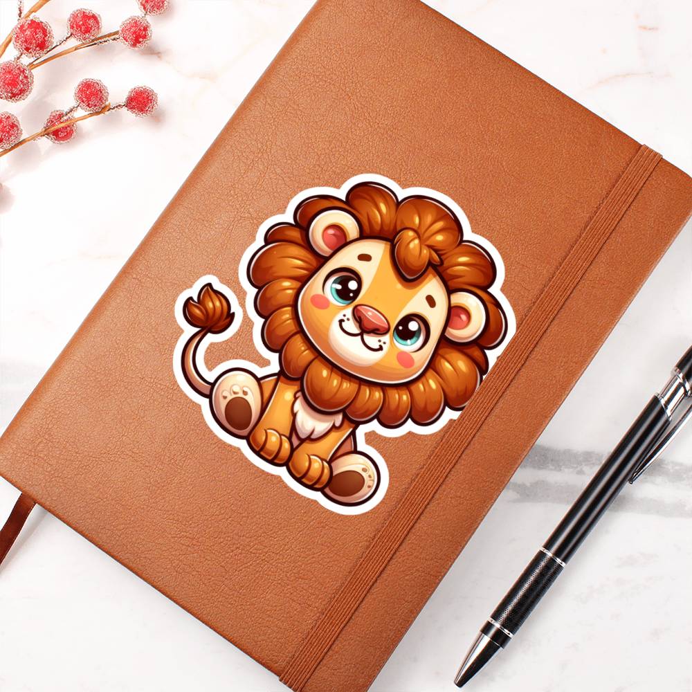 Cute Lion sticker 86 - Vegan Leather Journal