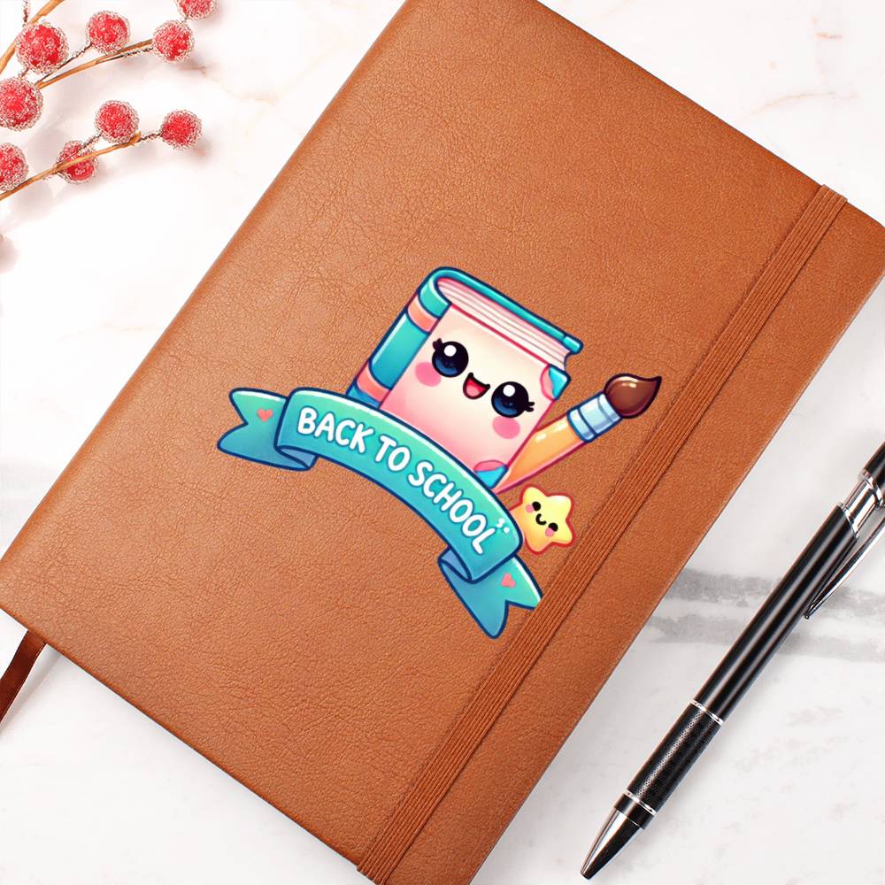 Cute Back to School Sticker 063 - Vegan Leather Journal
