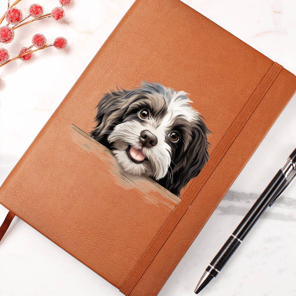 Havanese Peeking - Vegan Leather Journal