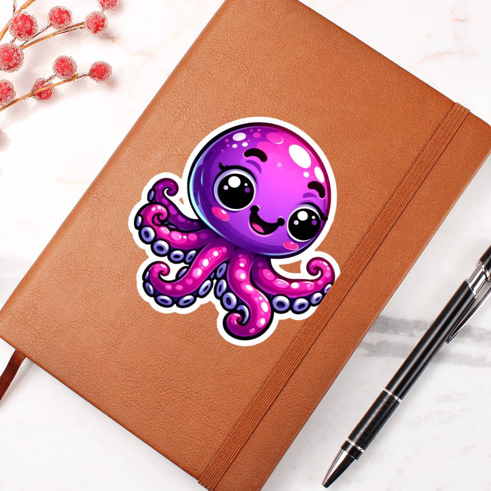Cute Octopus sticker 105 - Vegan Leather Journal