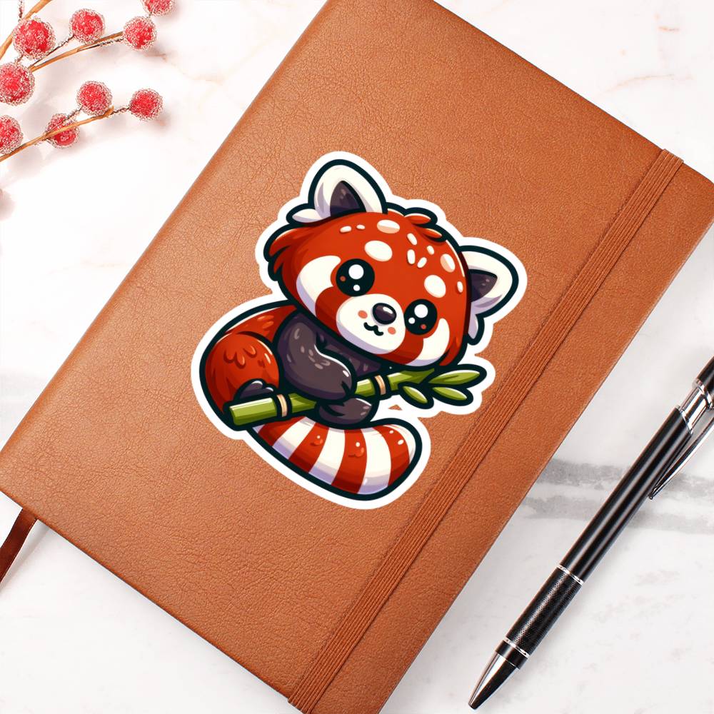 Cute Red panda sticker 141 - Vegan Leather Journal