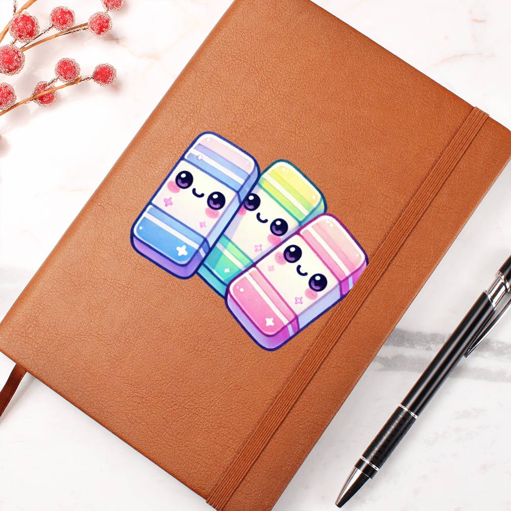 Cute Back to School Sticker 103 - Vegan Leather Journal