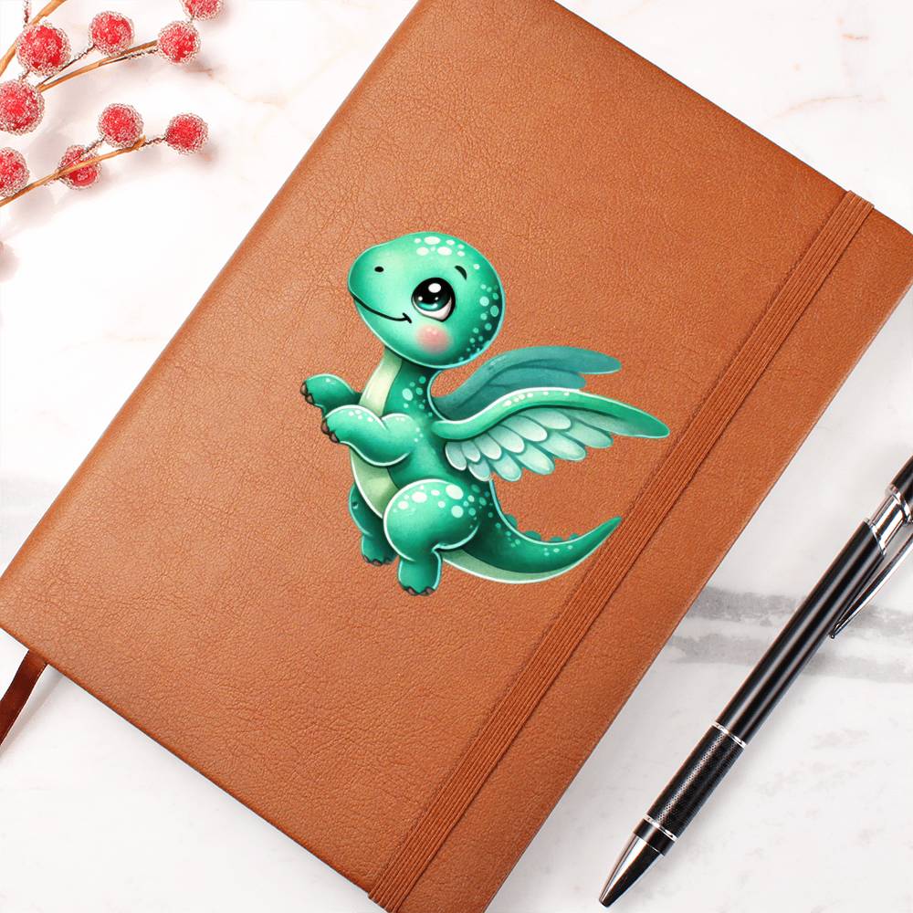 Colorful Baby Dinosaur 015 - Vegan Leather Journal