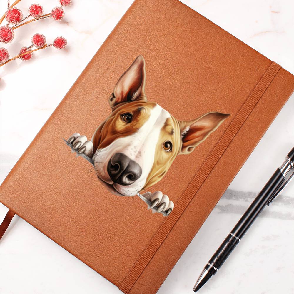 Bull Terrier Peeking - Vegan Leather Journal