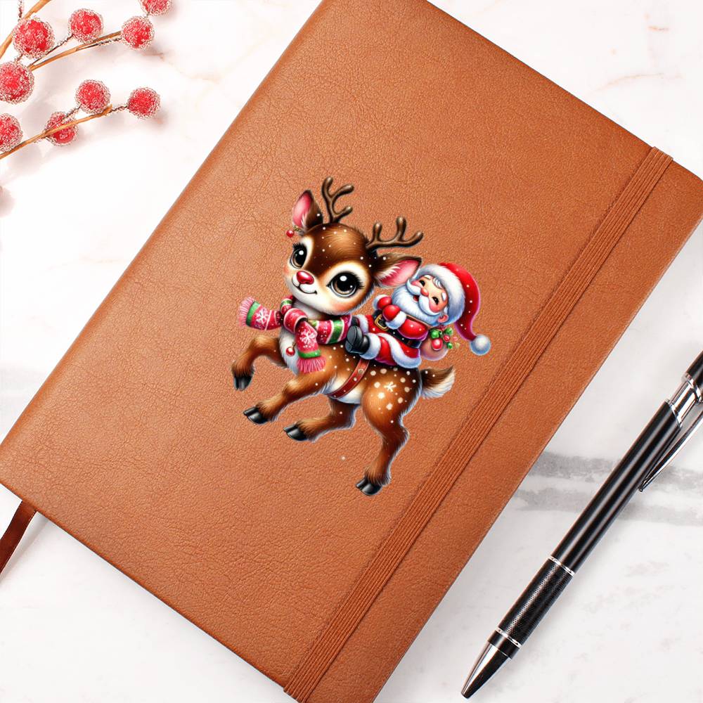 Cute Christmas Reindeer 020 - Vegan Leather Journal