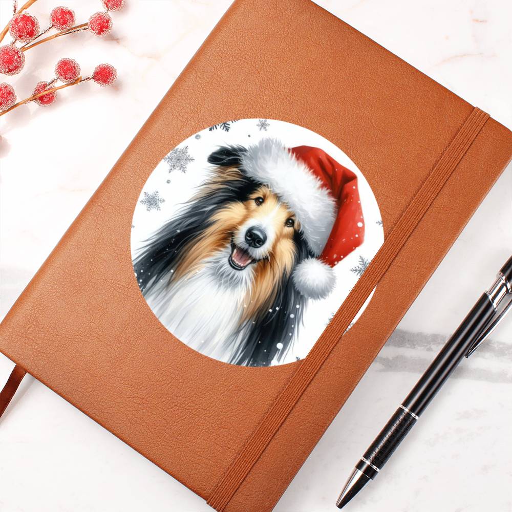 Christmas Dog - Bearded Collie - Vegan Leather Journal