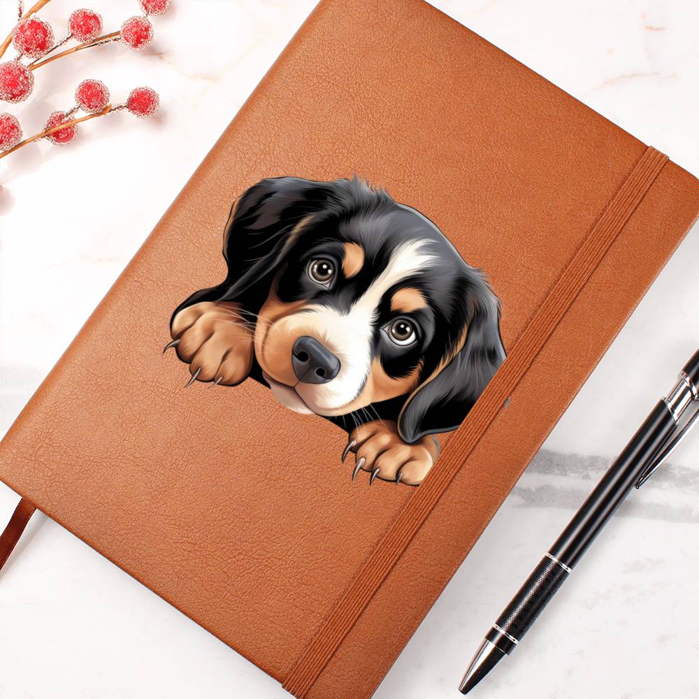 Entlebucher Mountain Dog Peeking - Vegan Leather Journal