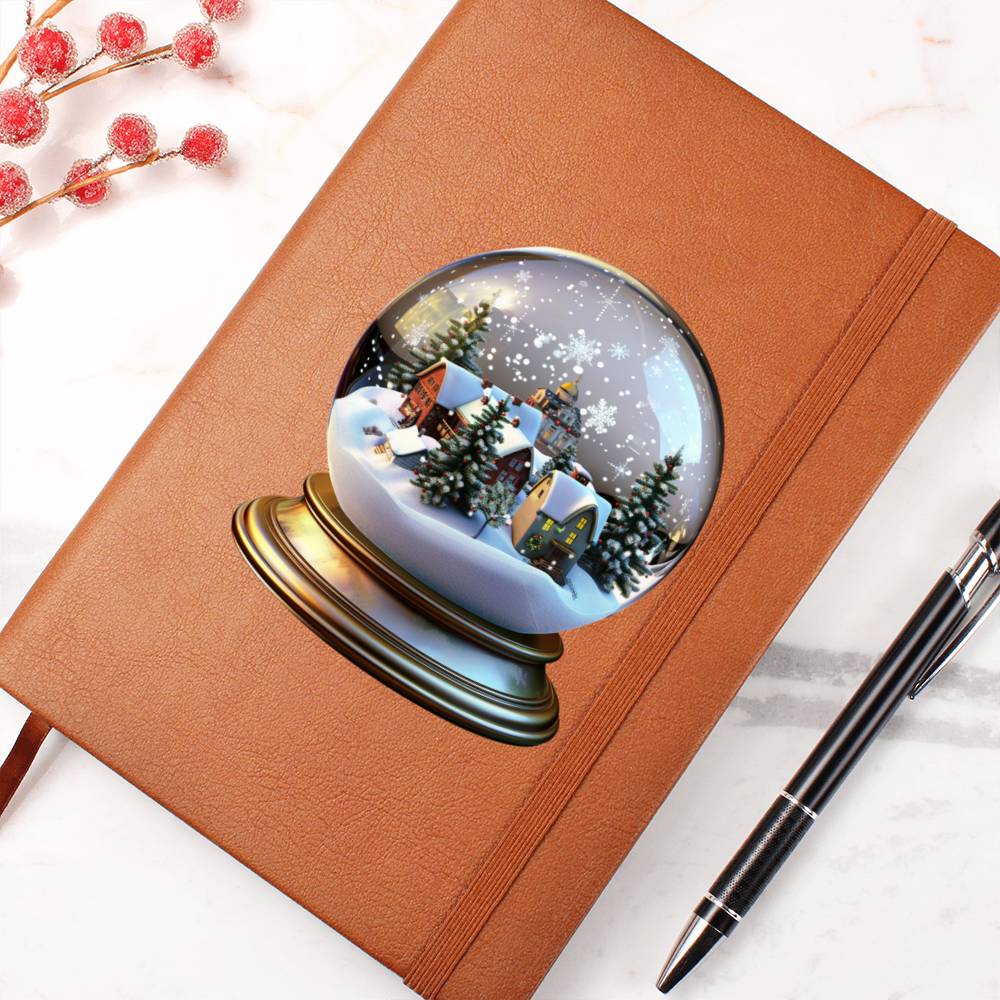 Watercolor Christmas Snow Globe 030 - Vegan Leather Journal