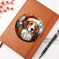 Dog Stained Glass Christmas Design 024 - Vegan Leather Journal