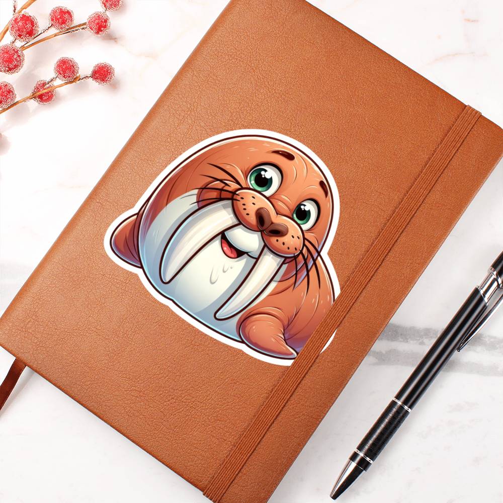 Cute Walrus sticker 211 - Vegan Leather Journal