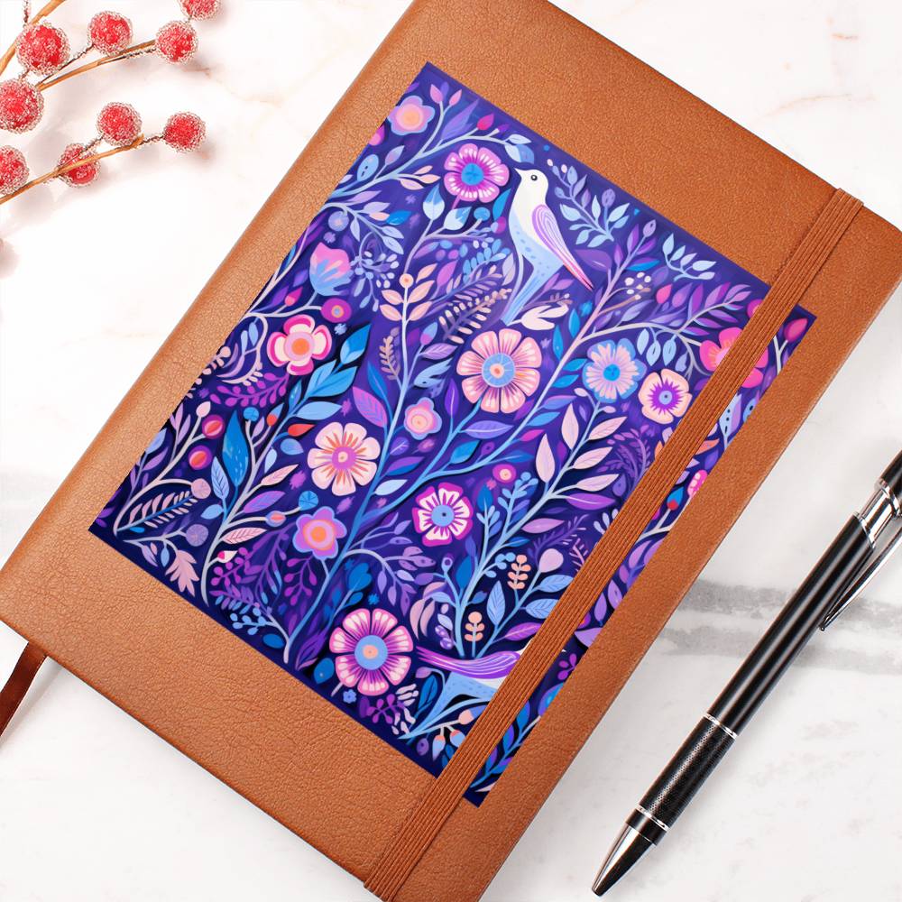 Birds And Floral Design 119 - Vegan Leather Journal