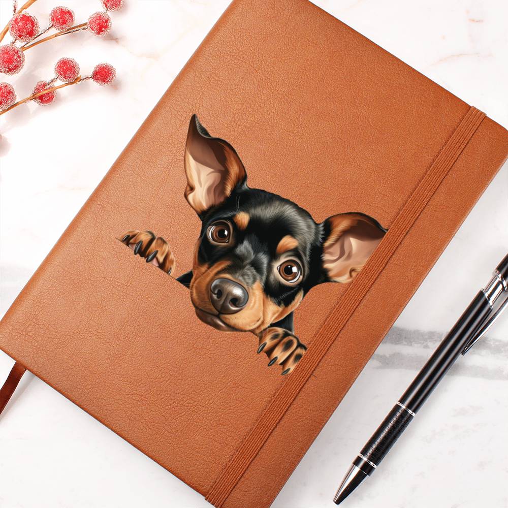 Manchester Terrier Peeking - Vegan Leather Journal