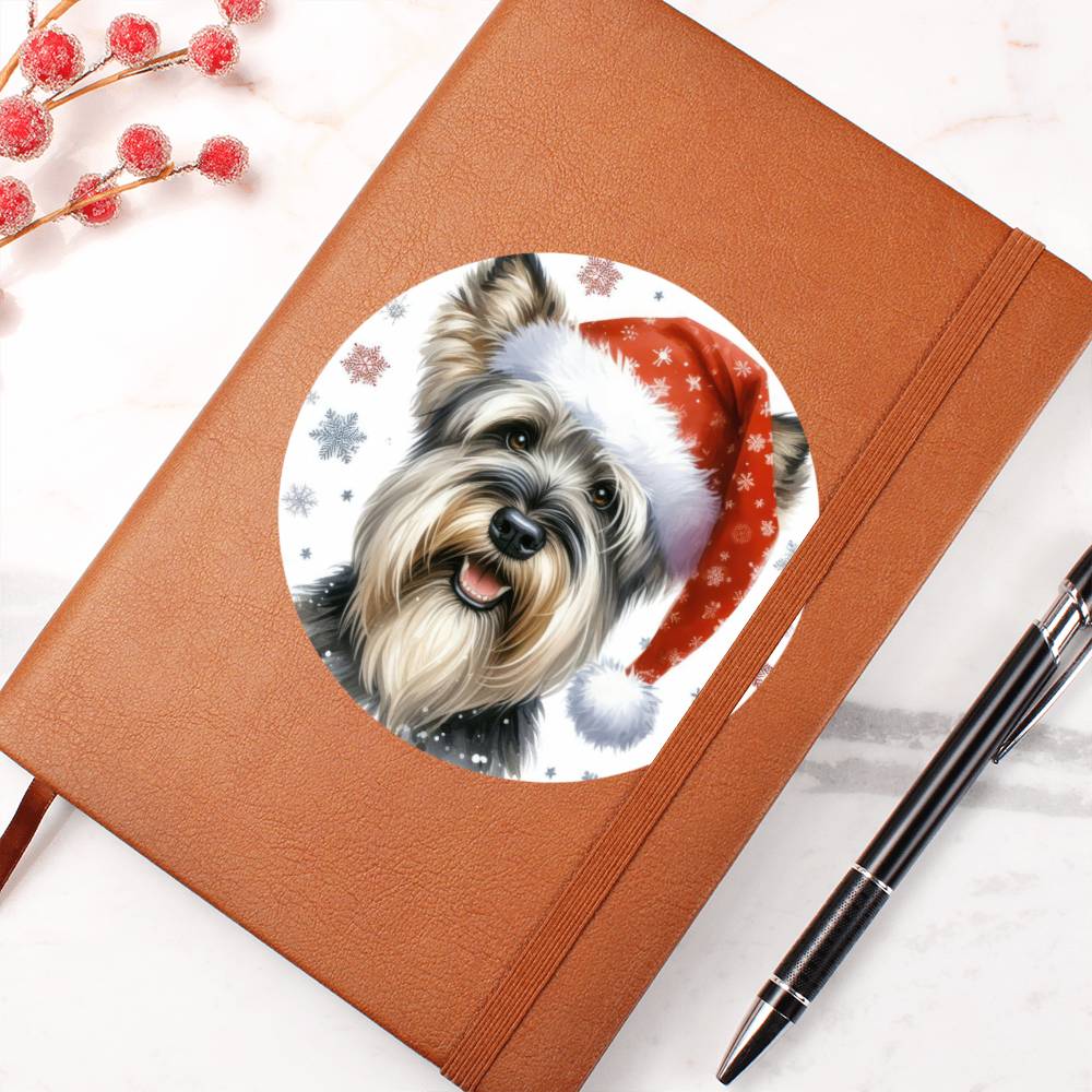 Christmas Dog - Cesky Terrier - Vegan Leather Journal