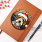 Dog Stained Glass Christmas Design 019 - Vegan Leather Journal