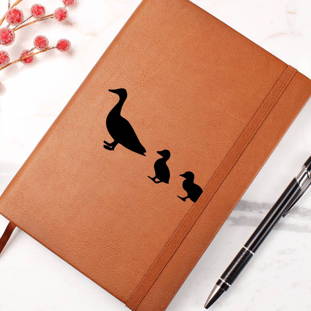 Mama Duck With 2 Ducklings - Vegan Leather Journal