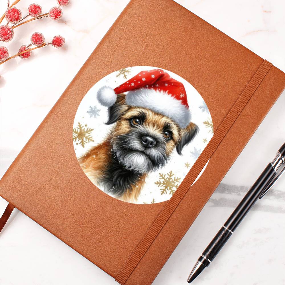 Christmas Dog - Border Terrier - Vegan Leather Journal