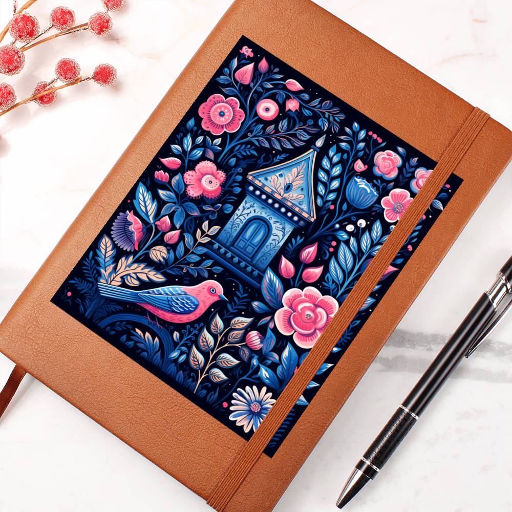 Birds And Floral Design 172 - Vegan Leather Journal