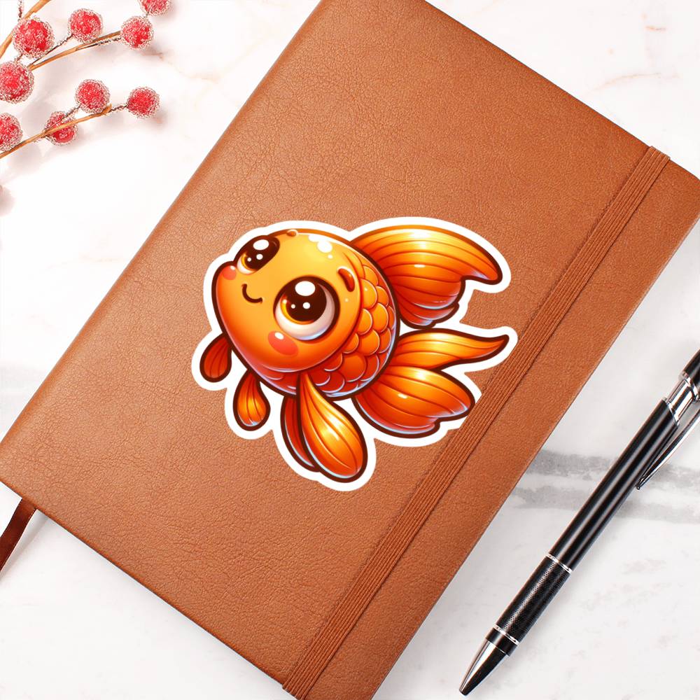 Cute Goldfish sticker 49 - Vegan Leather Journal