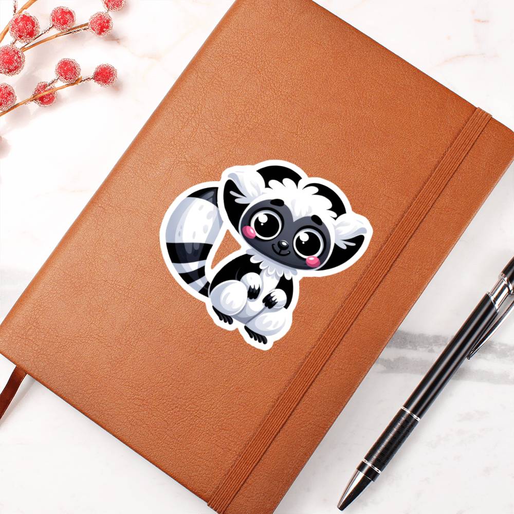 Cute Sifaka sticker 166 - Vegan Leather Journal