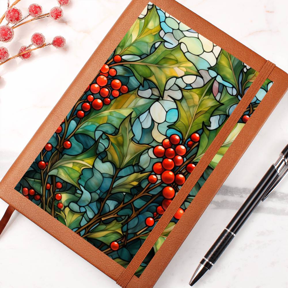 Christmas Stained Glass Design 034 - Vegan Leather Journal