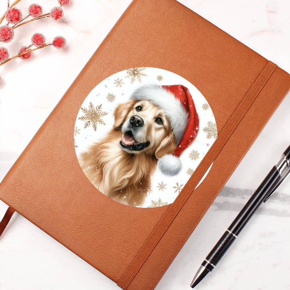 Christmas Dog - Golden Retriever - Vegan Leather Journal