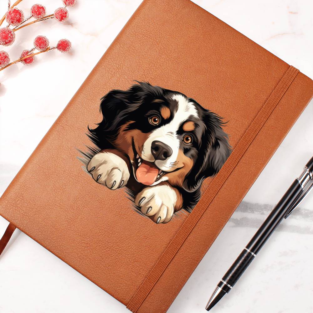 Bernese Mountain Dog Peeking - Vegan Leather Journal
