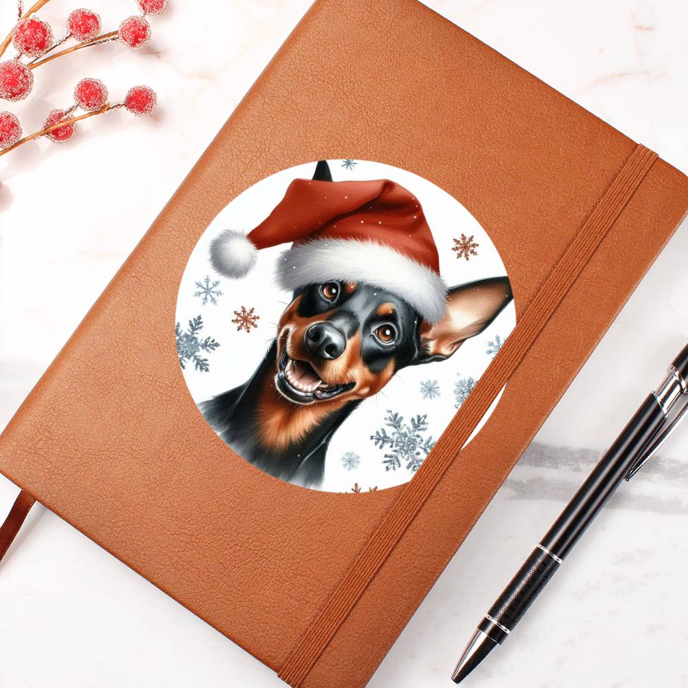 Christmas Dog - German Pinscher - Vegan Leather Journal