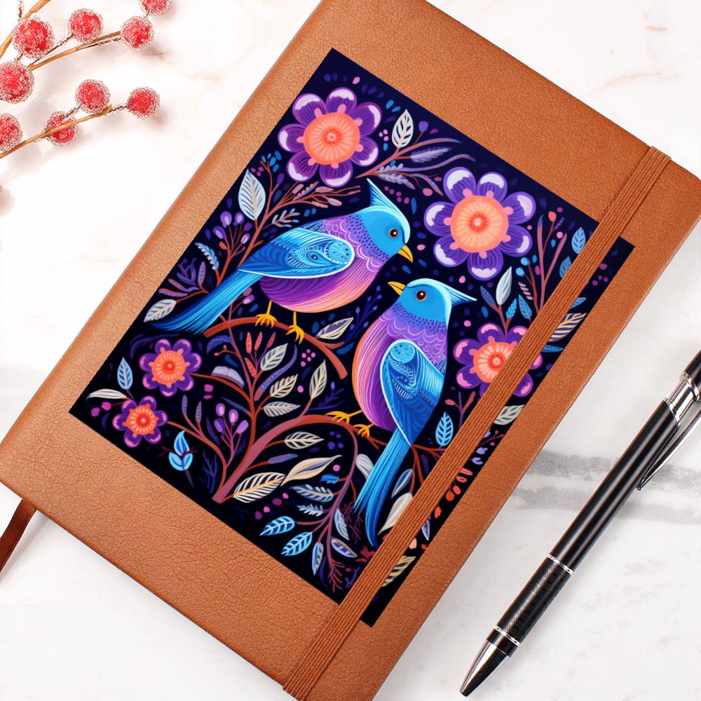 Birds And Floral Design 145 - Vegan Leather Journal