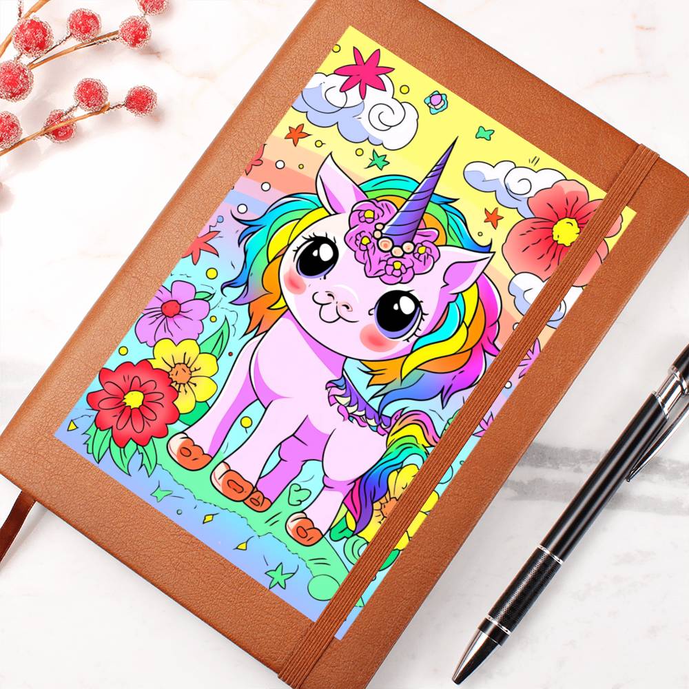 Cute Unicorn 112 - Vegan Leather Journal
