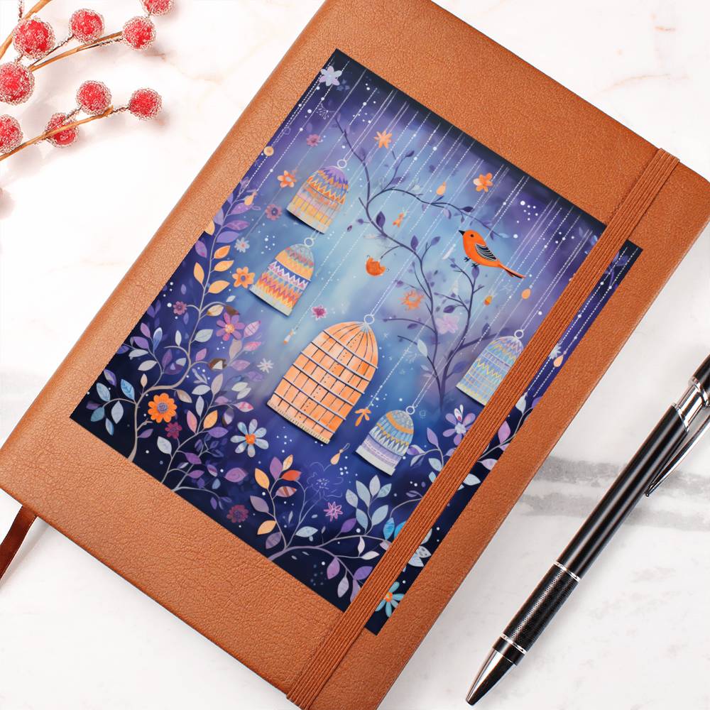 Birds And Floral Design 131 - Vegan Leather Journal