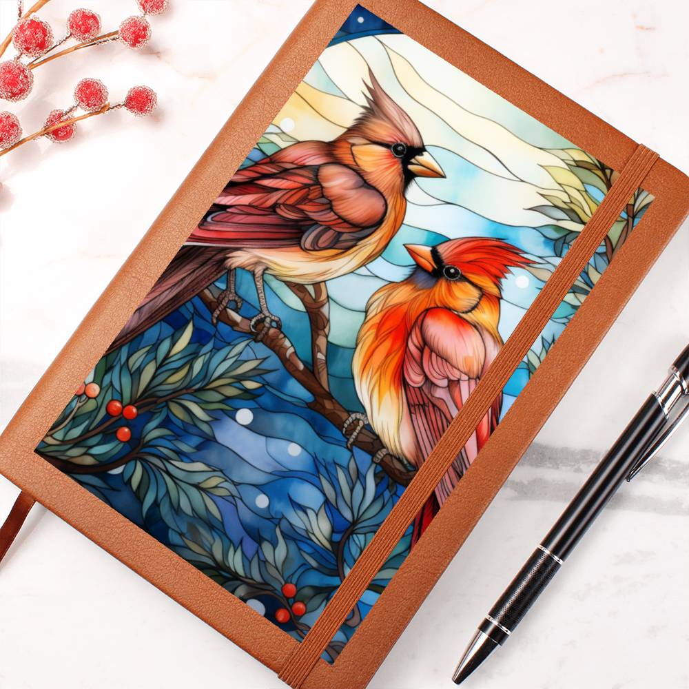 Christmas Stained Glass Design 018 - Vegan Leather Journal