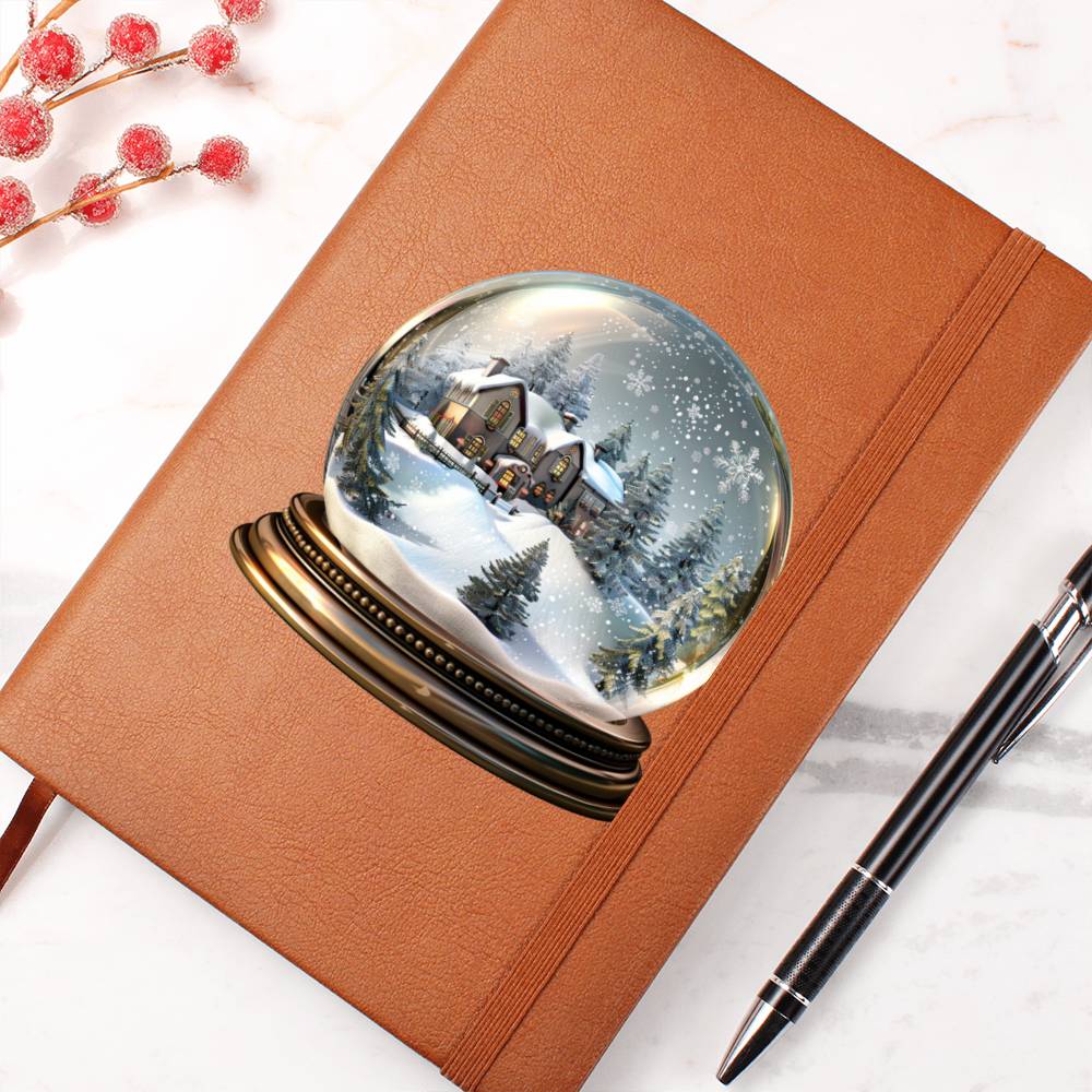 Watercolor Christmas Snow Globe 036 - Vegan Leather Journal