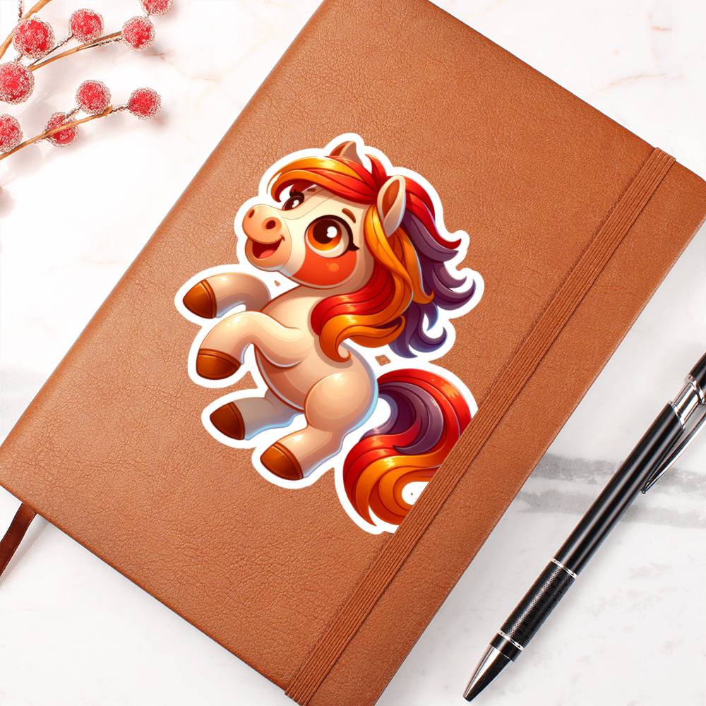 Cute Horse sticker 69 - Vegan Leather Journal
