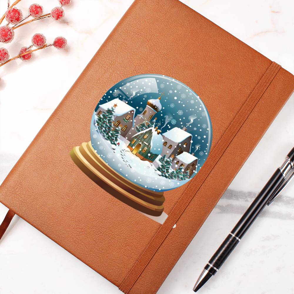 Watercolor Christmas Snow Globe 037 - Vegan Leather Journal