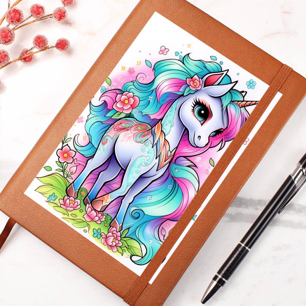 Cute Unicorn 093 - Vegan Leather Journal